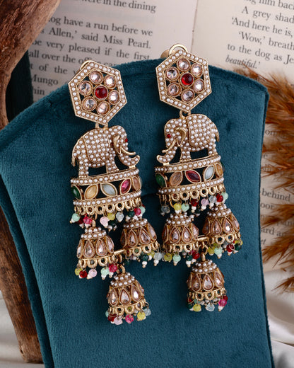 Multi Airavya Designer Elephant Earring