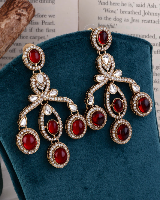Red Yara Premium Designer Zircone Earring