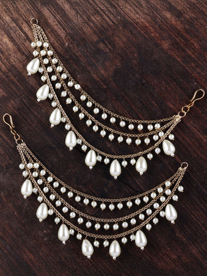 Copper Bahubali Pearl Kaan Chain Pair