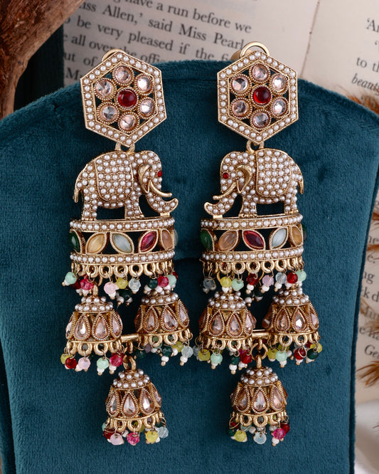 Multi Airavya Designer Elephant Earring
