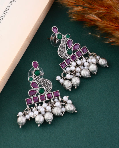 Soumya Silver Lookalike Peacock Earring