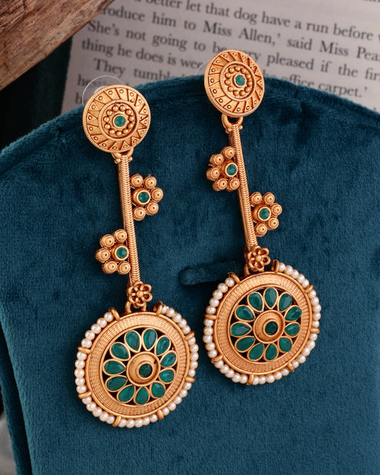 Green Rohan Designer Earring Brass Lookalike