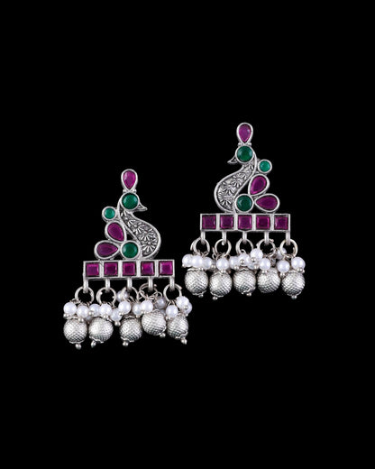 Soumya Silver Lookalike Peacock Earring