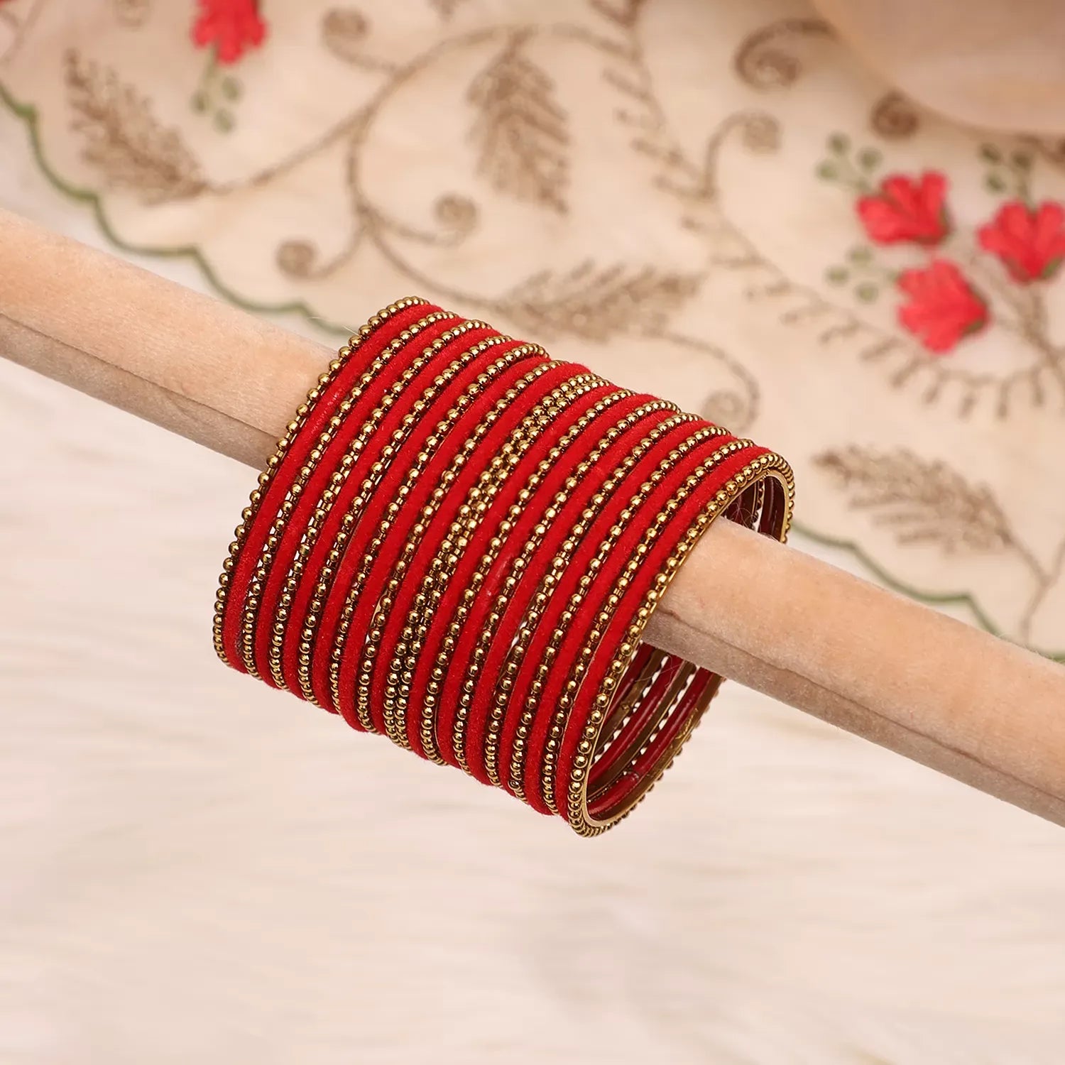 Red Mansi Bangle Set