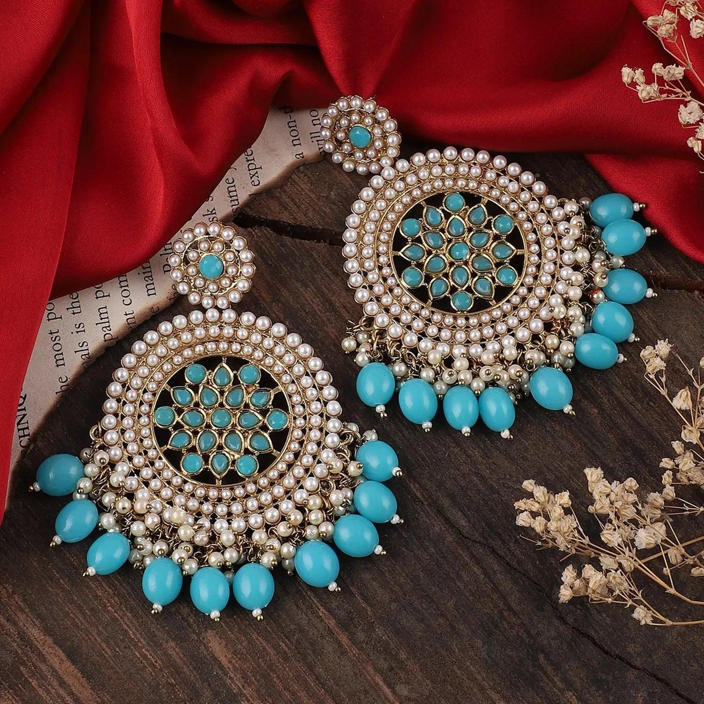 Turquoise Damini Chandbali