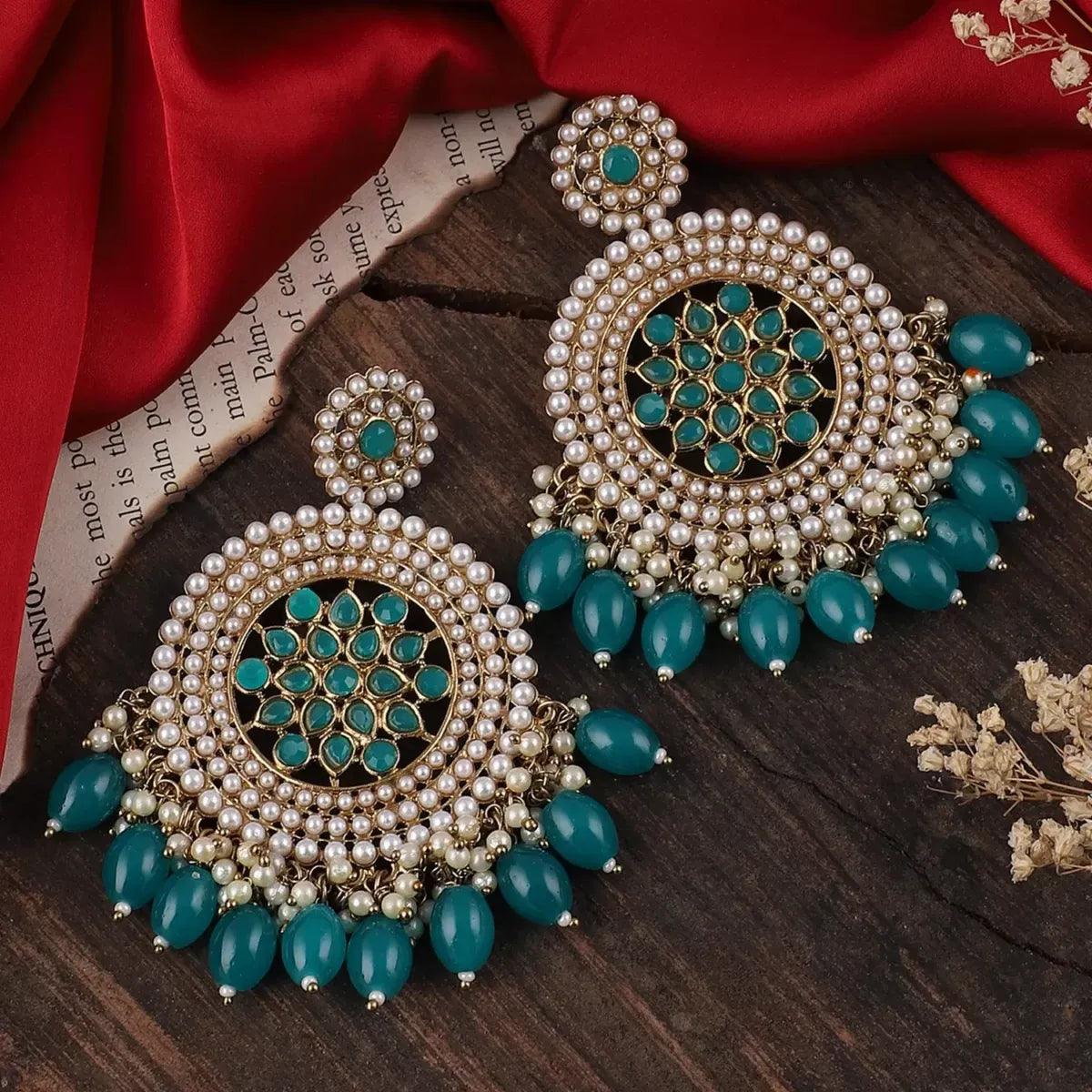 Teal Green Damini Chandbali