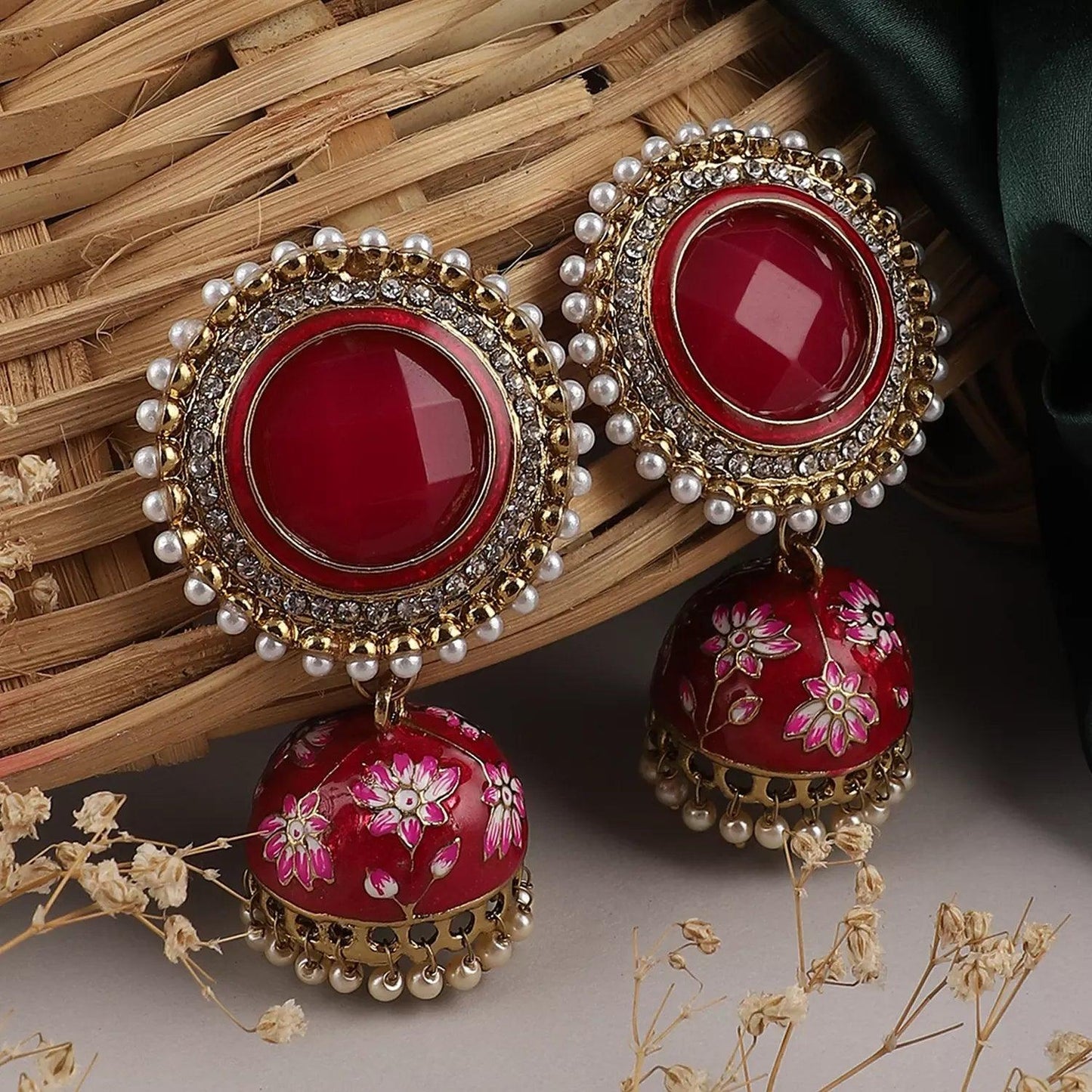 Pink Manmeet Jhumka