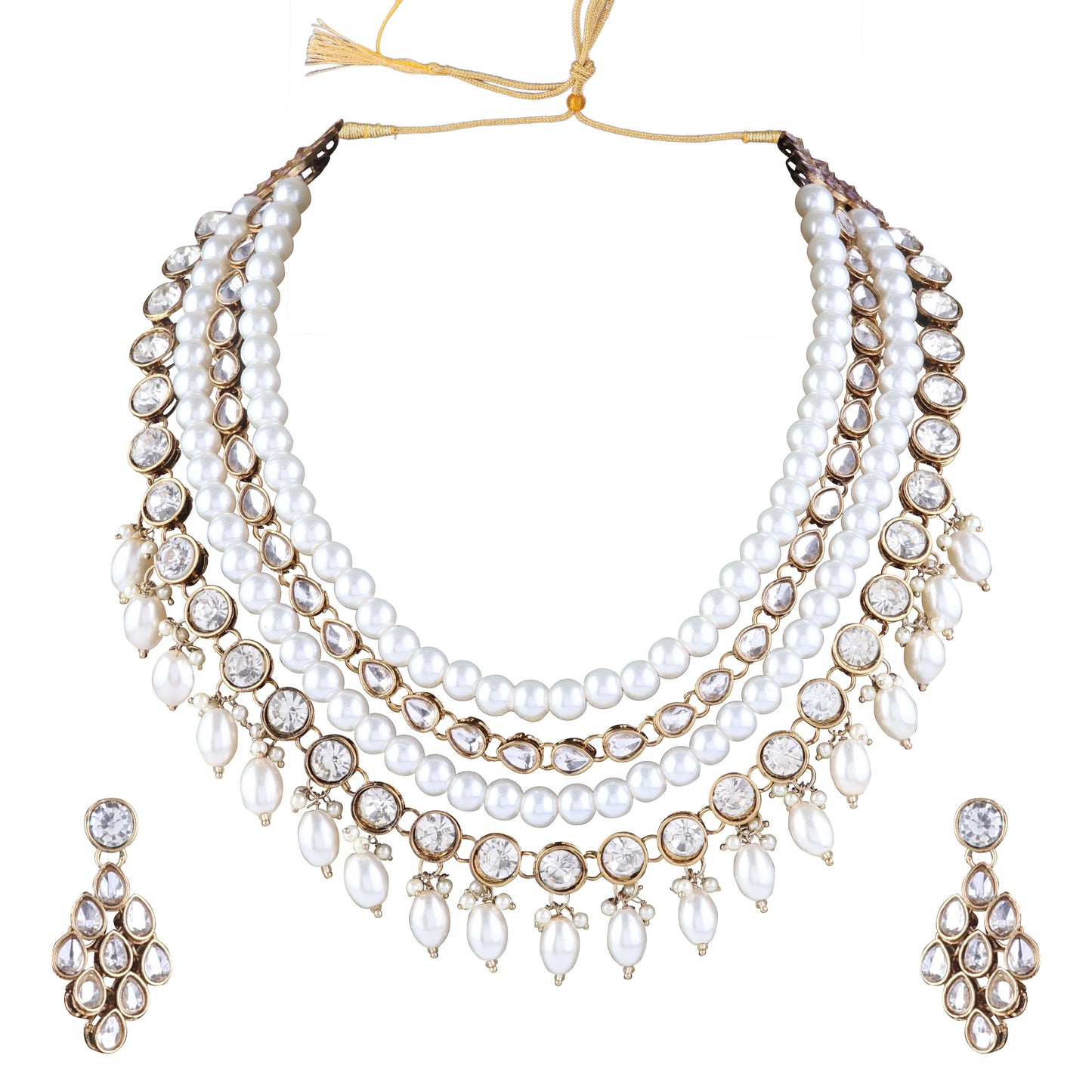 Pearl Tanya Kundan Beaded Necklace Set with Earring