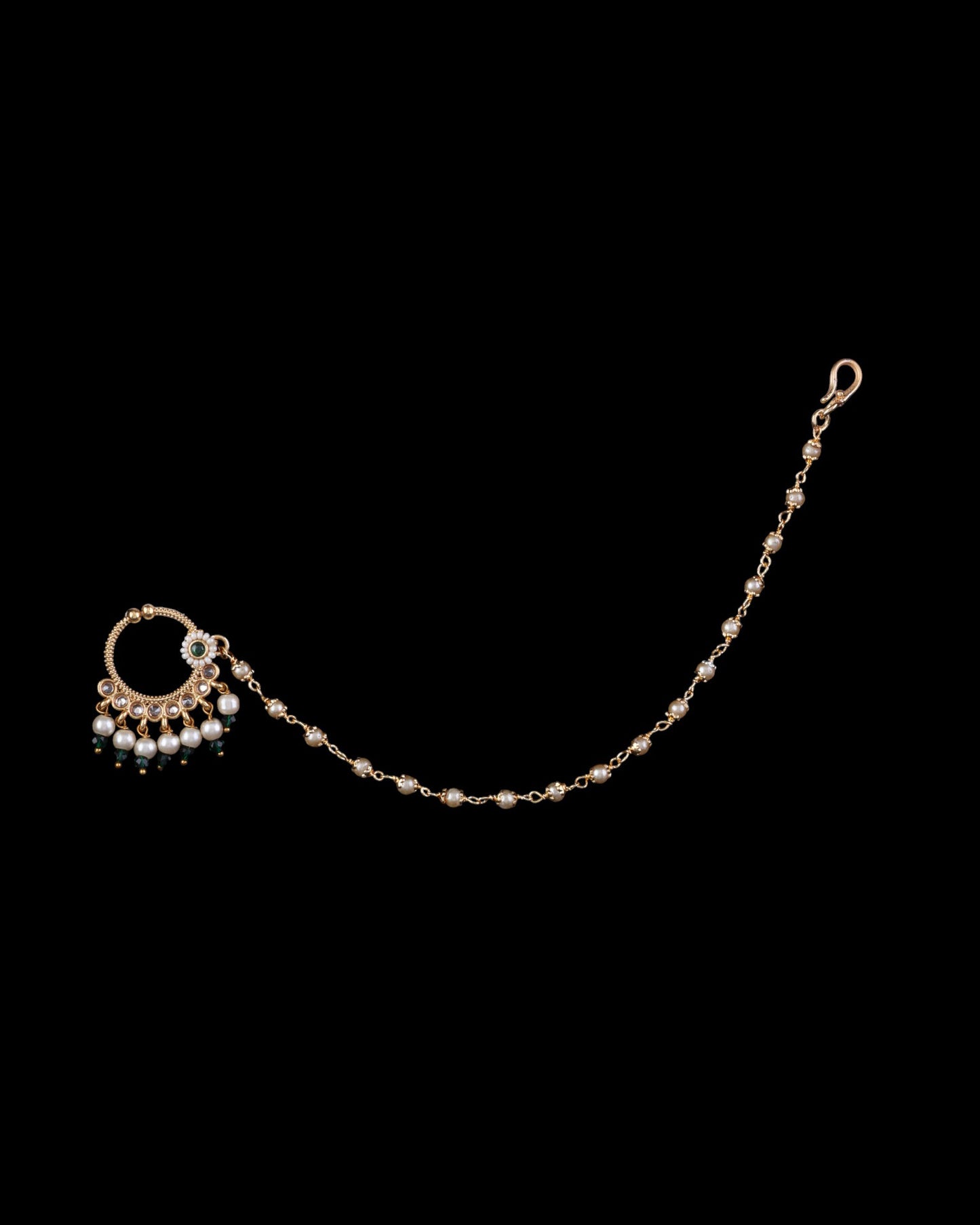 Green Kishvar Nath Non Pierced Nose Ring