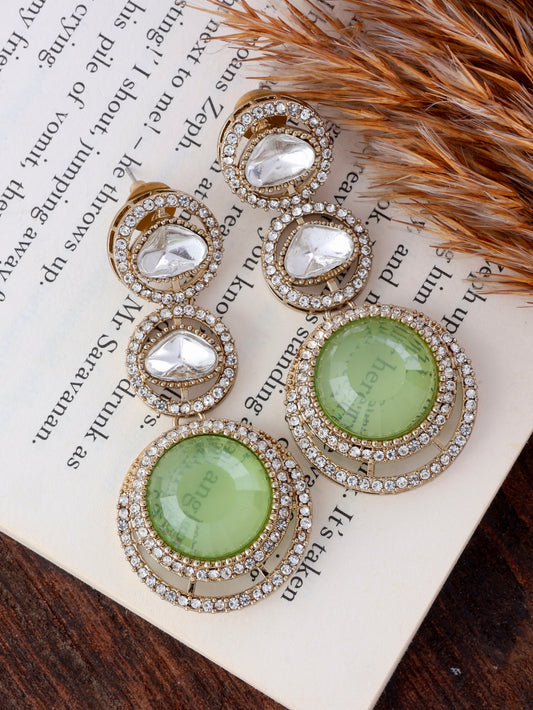 Olive Navleen Premium Designer Zircone Polki Dupe Earring