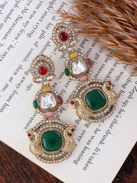 Emerald Sifat Premium Designer Zircone Polki Dupe Earring