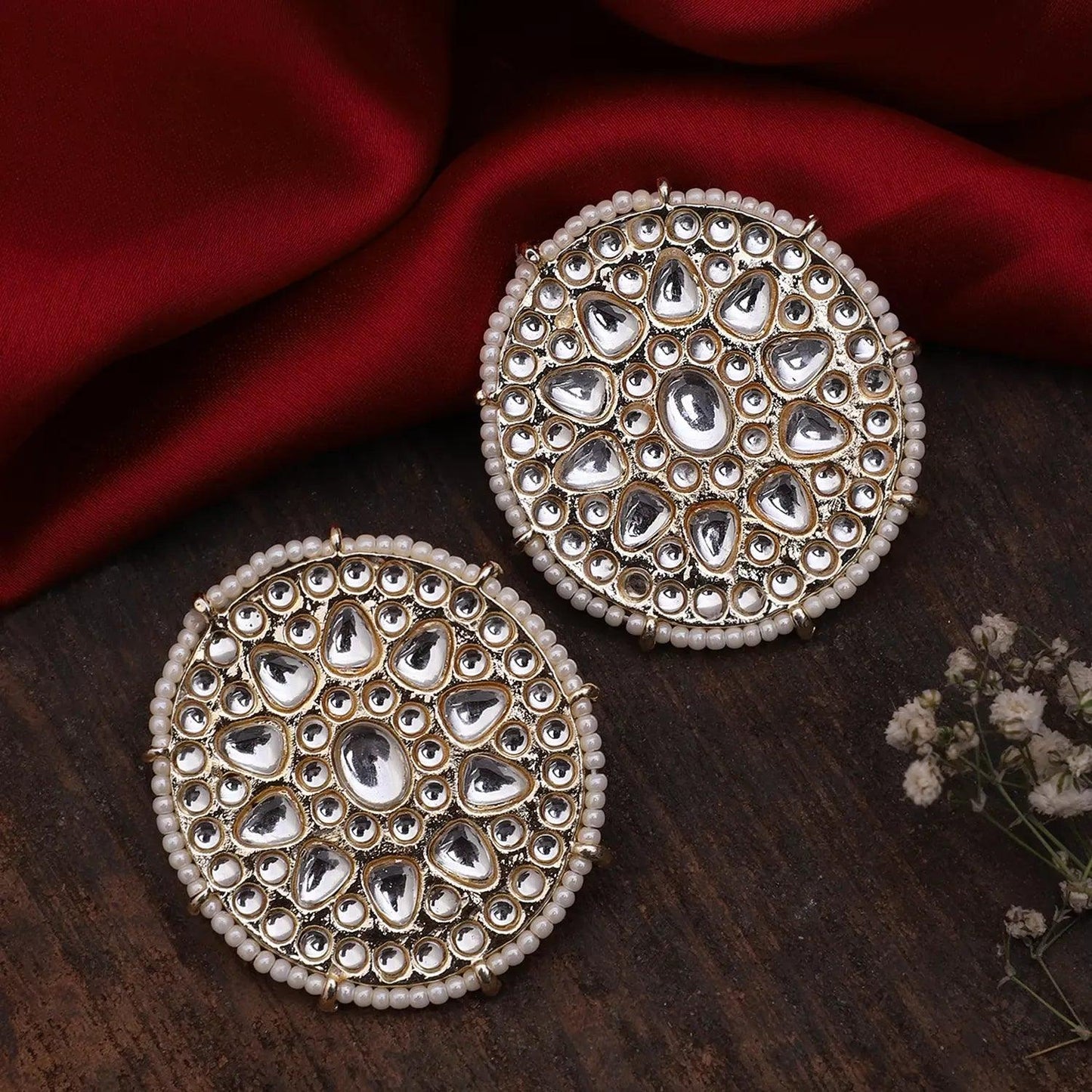 Gold Sanya Kundan Studs