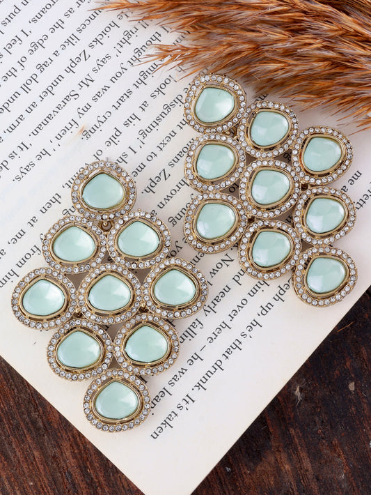 Mint Tvesha Premium Designer Zircone Polki Dupe Earring