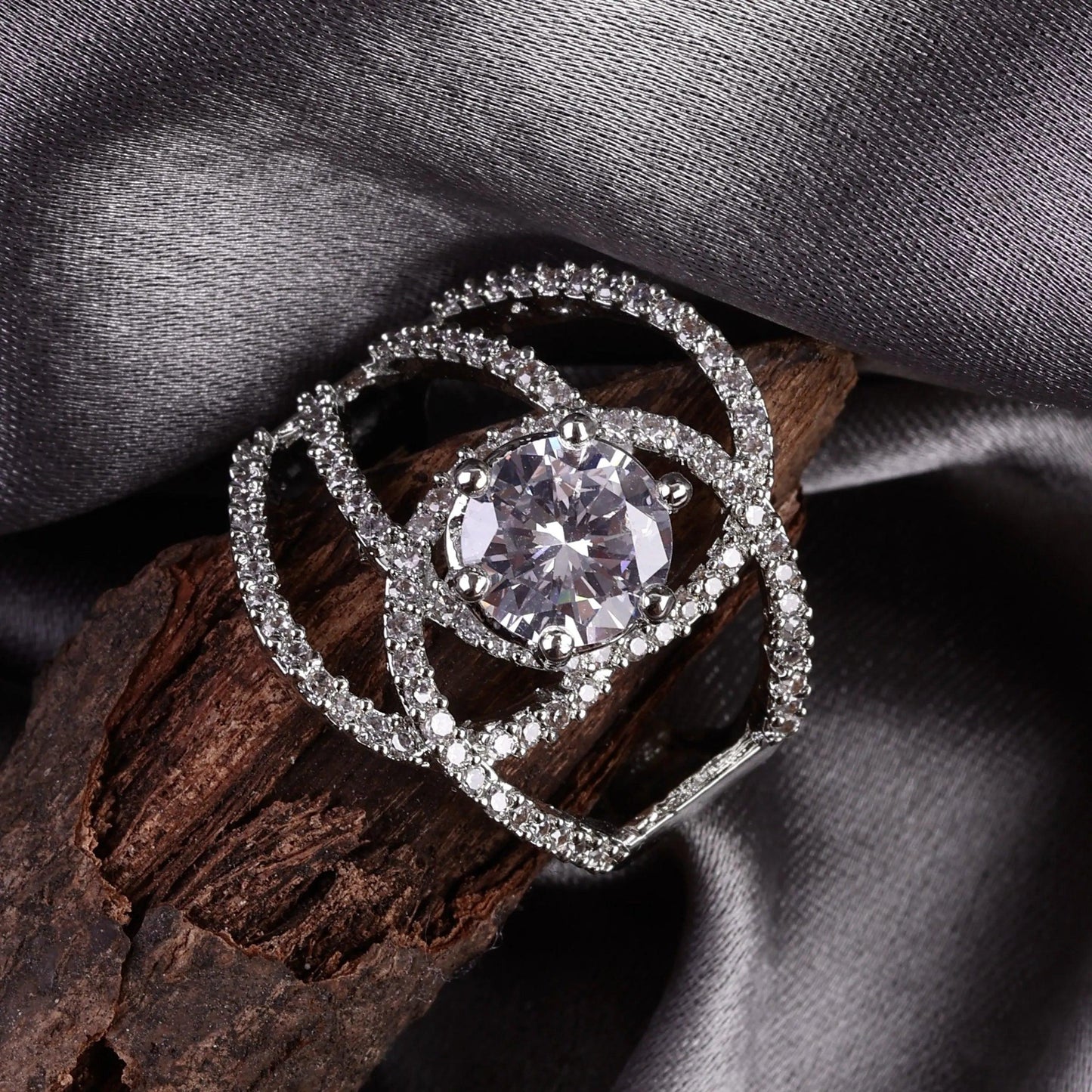 Silver Irina American Diamond Ring