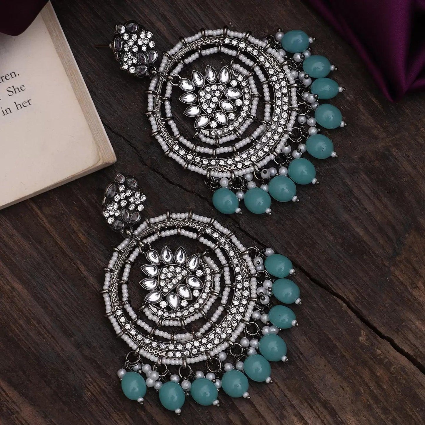 Turquoise Myraa Zircone Chandbali