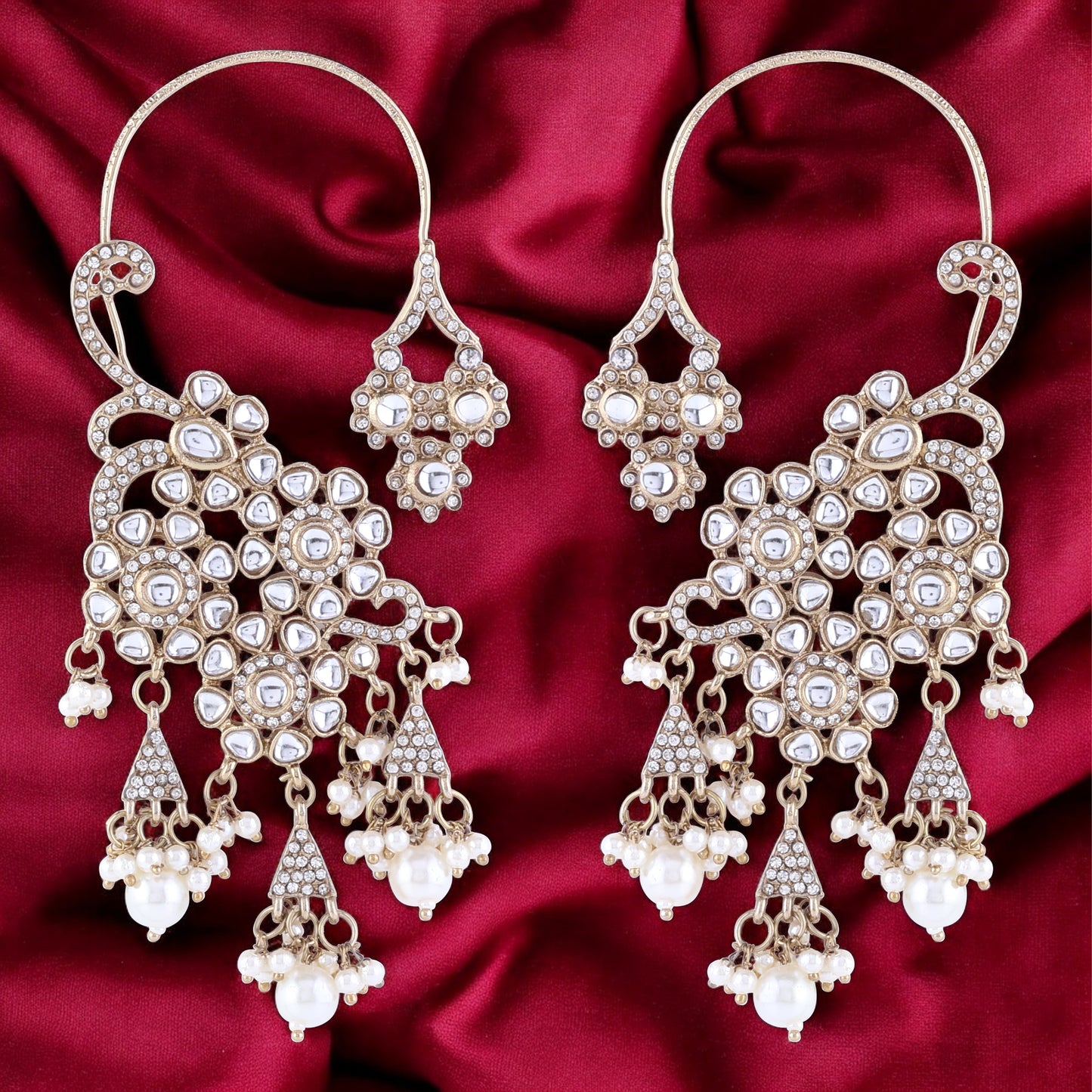 Sukhmeet Statement Designer Earring with Earcuff pattern