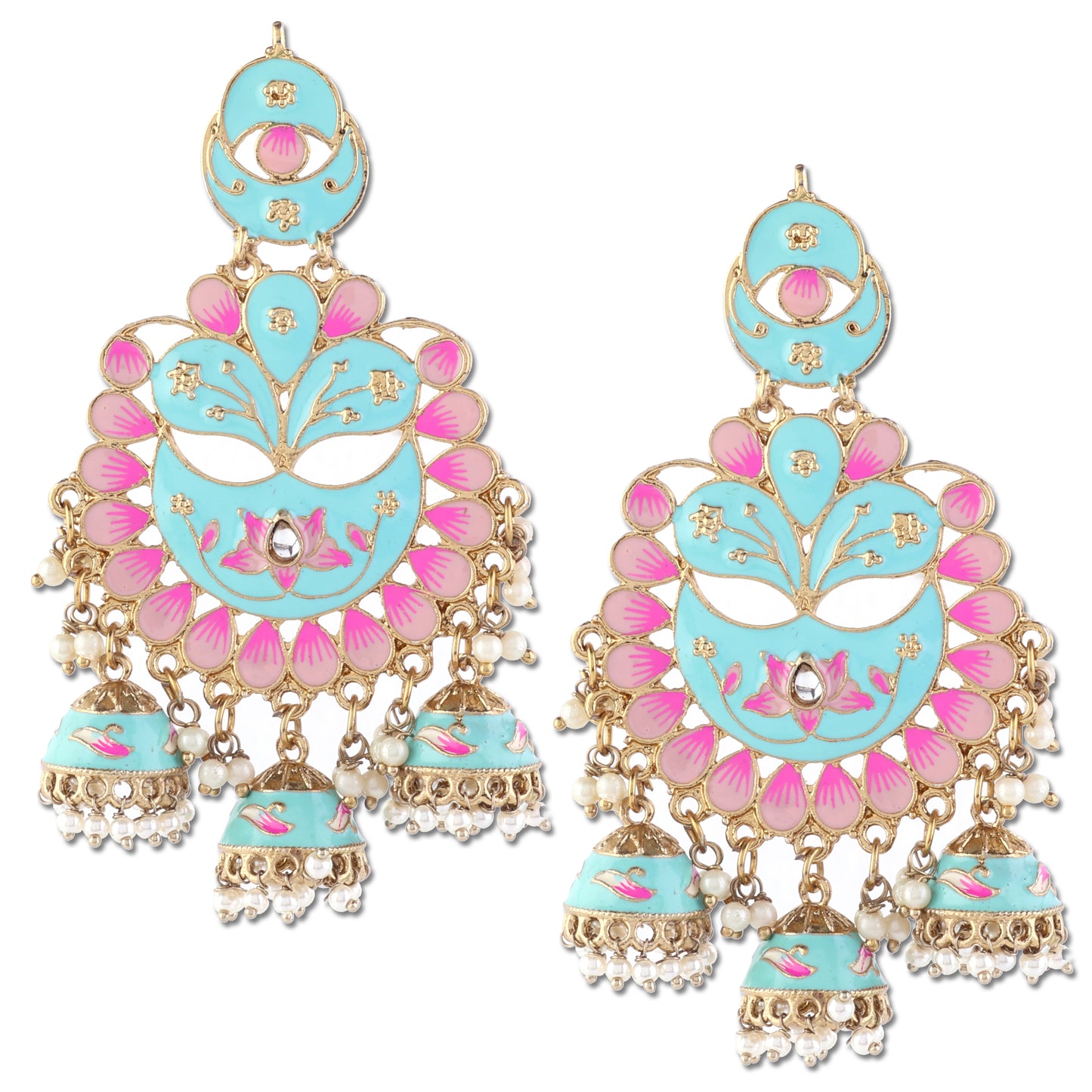 Turquoise Charvi Meenakari Jhumka