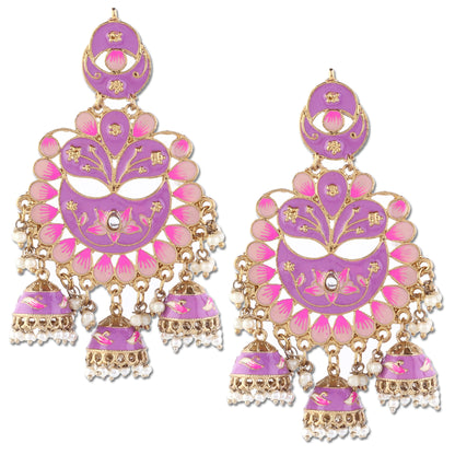 Lilac Charvi Meenakari Jhumka