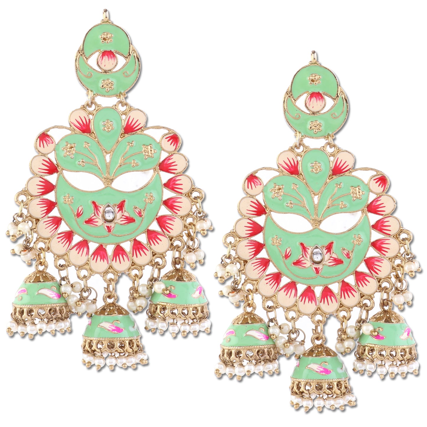 Mint Charvi Meenakari Jhumka