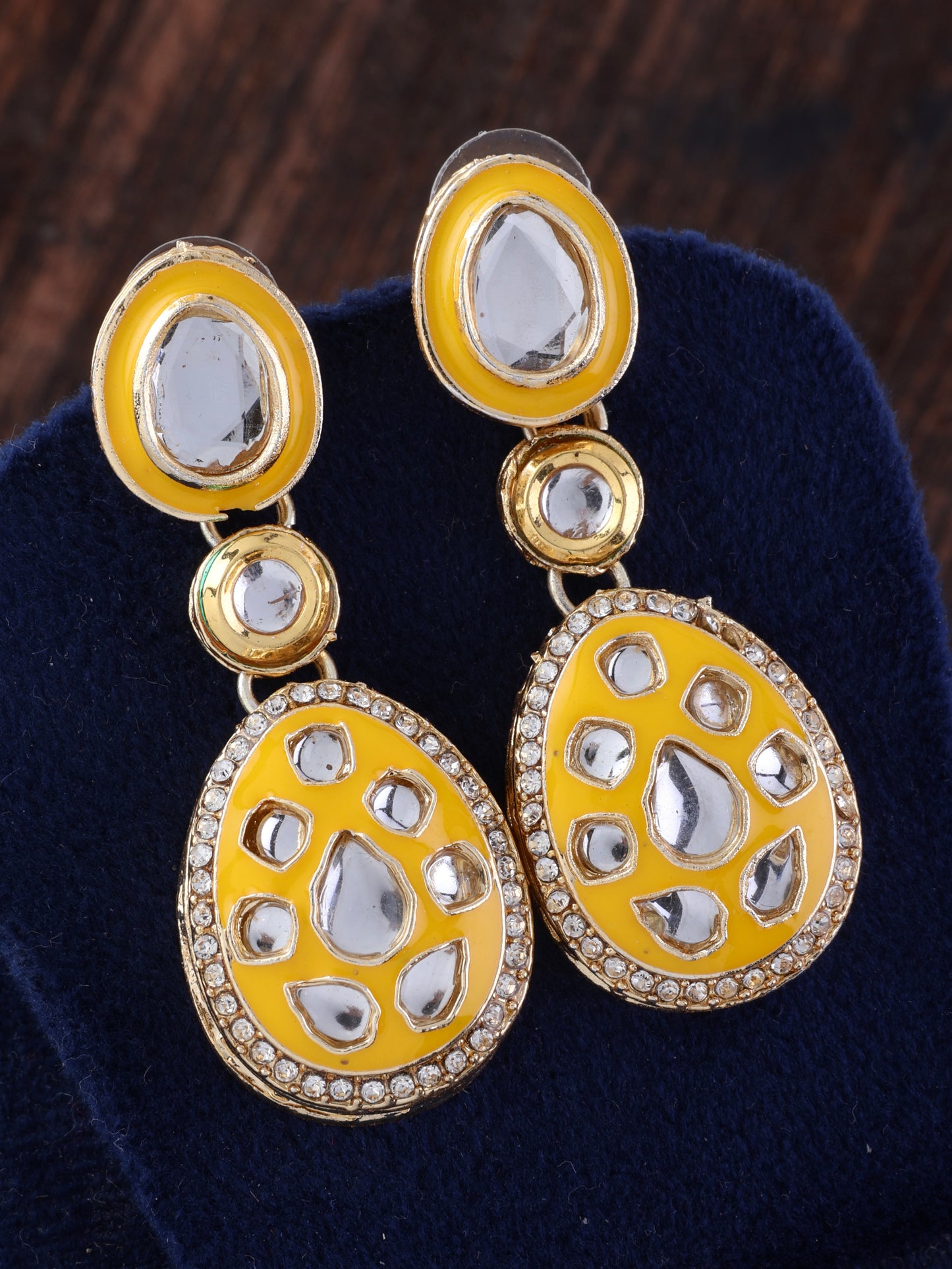 Yellow Kuvar Meenakari Earring
