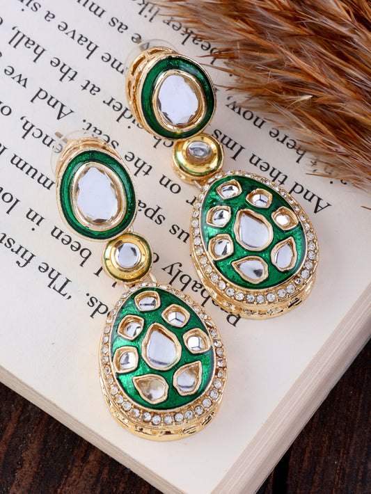 Green Kuvar Meenakari Earring