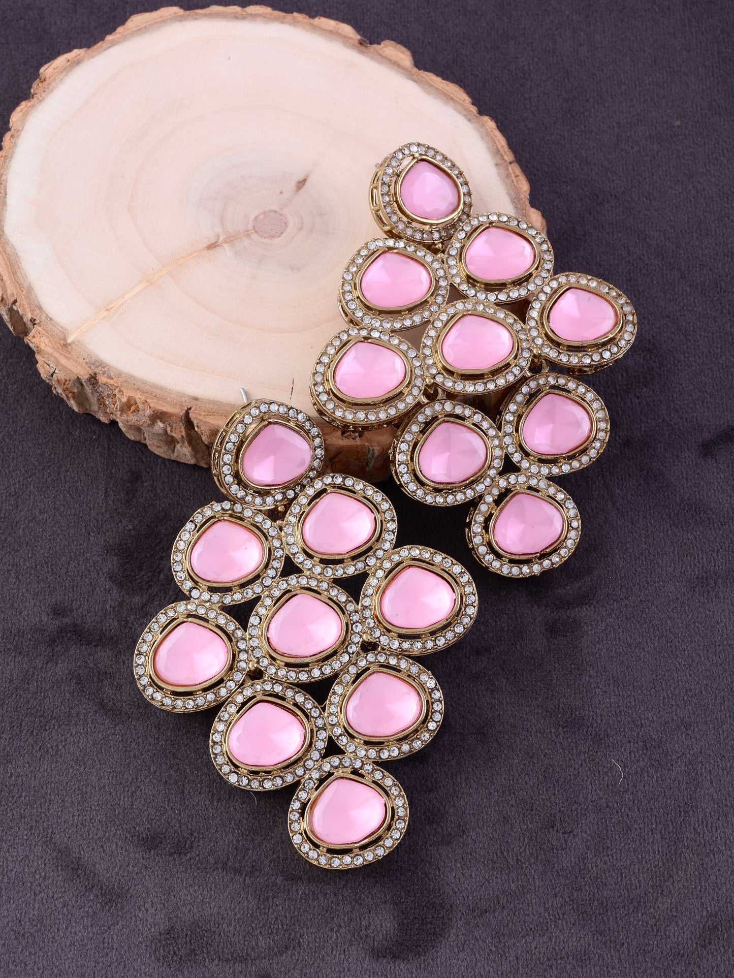 Blush Tvesha Premium Designer Zircone Polki Dupe Earring