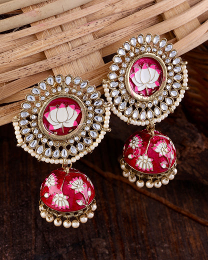 Pink Simar Meenakari Jhumki