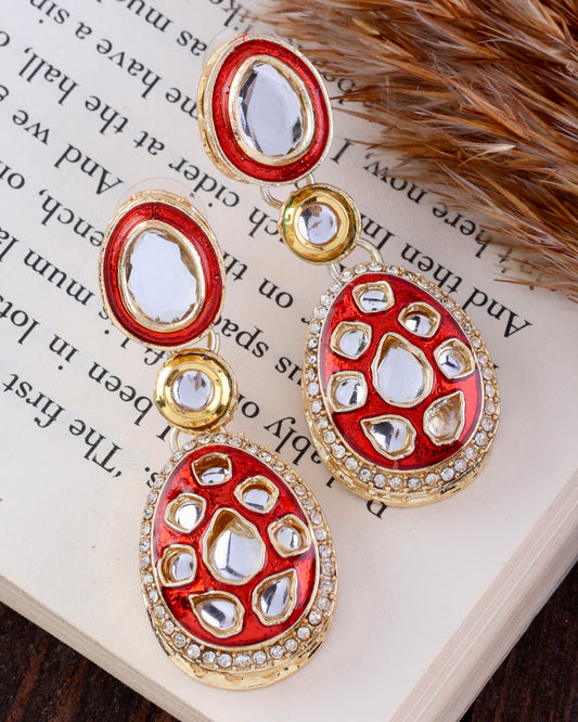 Red Kuvar Meenakari Earring