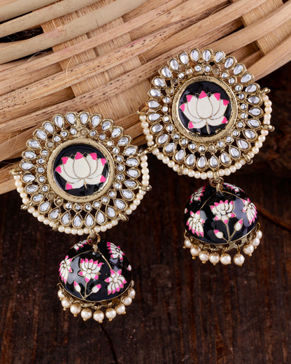Black Simar Meenakari Jhumki