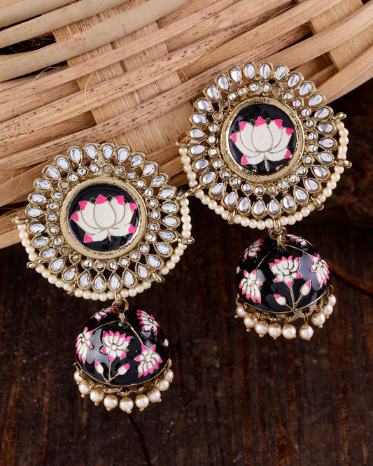 Black Simar Meenakari Jhumki