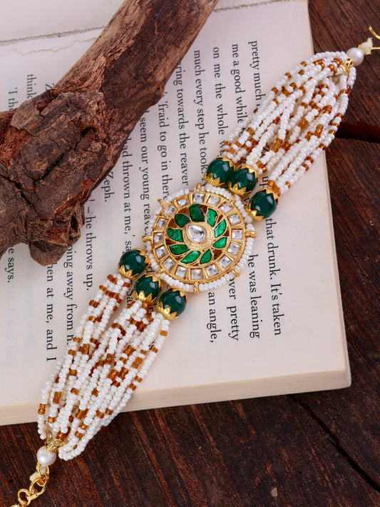 Green Kavita Pearl Meena Bracelet