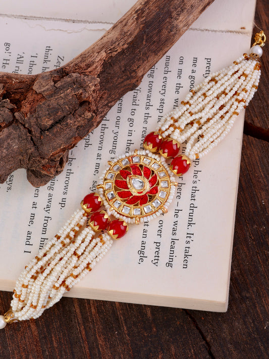 Red Kavita Pearl Meena Bracelet