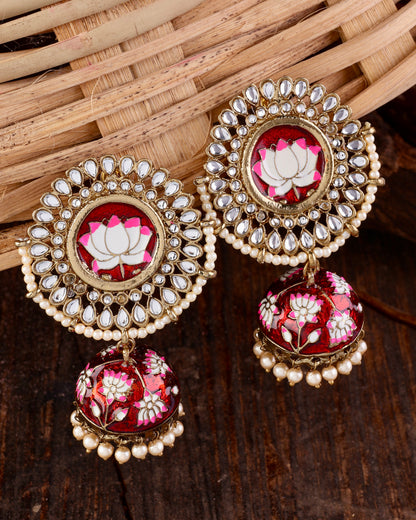 Red Simar Meenakari Jhumki