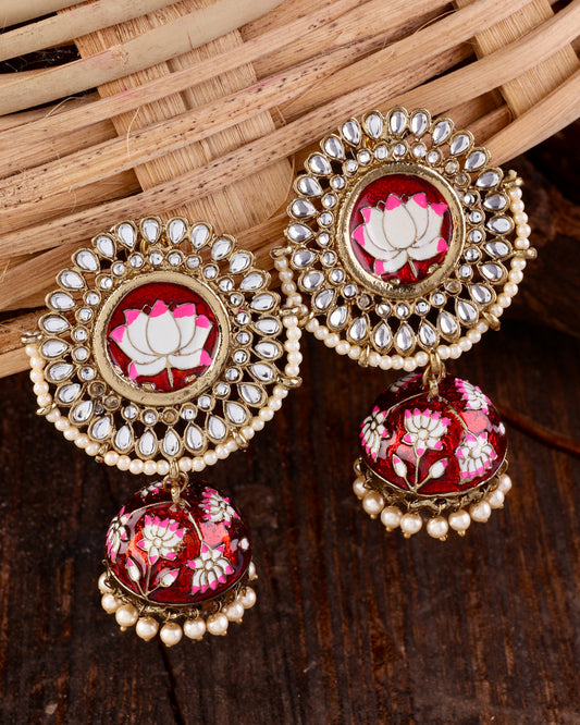 Red Simar Meenakari Jhumki