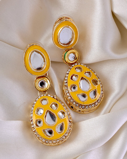Yellow Kuvar Meenakari Earring