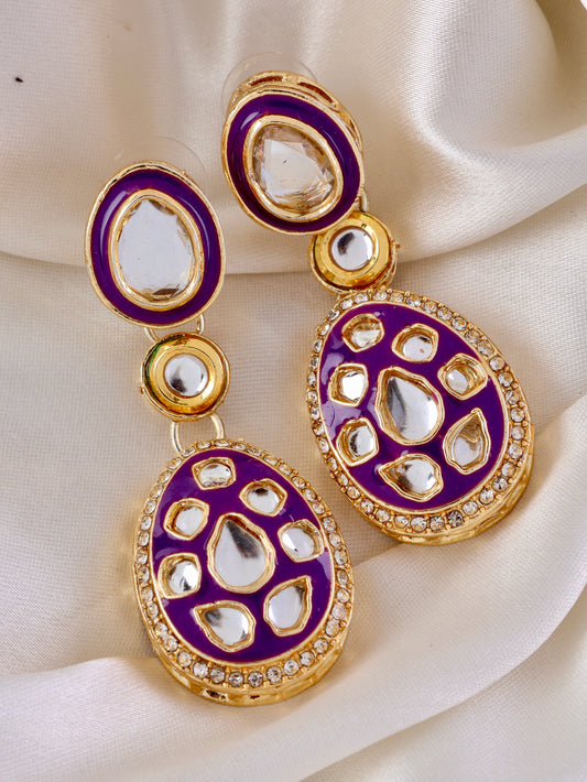 Purple Kuvar Meenakari Earring