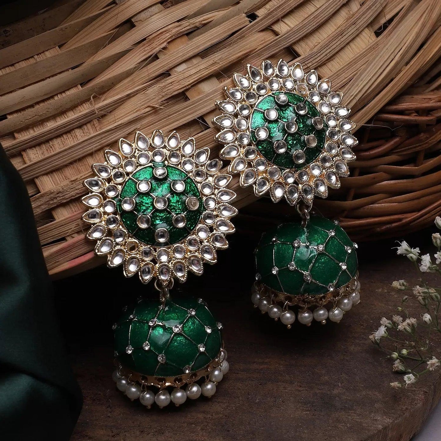 Dark Green Tanu Meena Jhumka