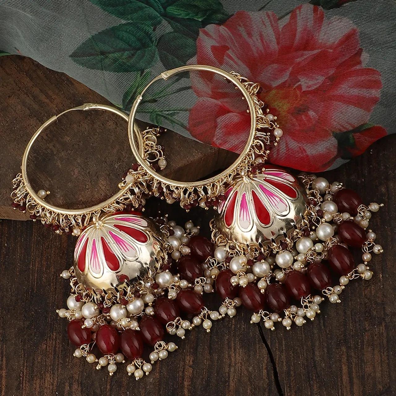 Maroon Laveneet Jhumka