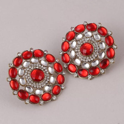 Red Prashna Kundan Stud