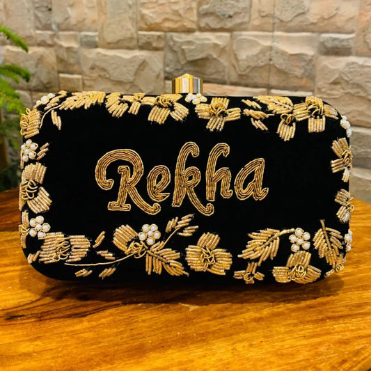 Rekha Personalized Ethnic Clutch in Any Name / Any Color