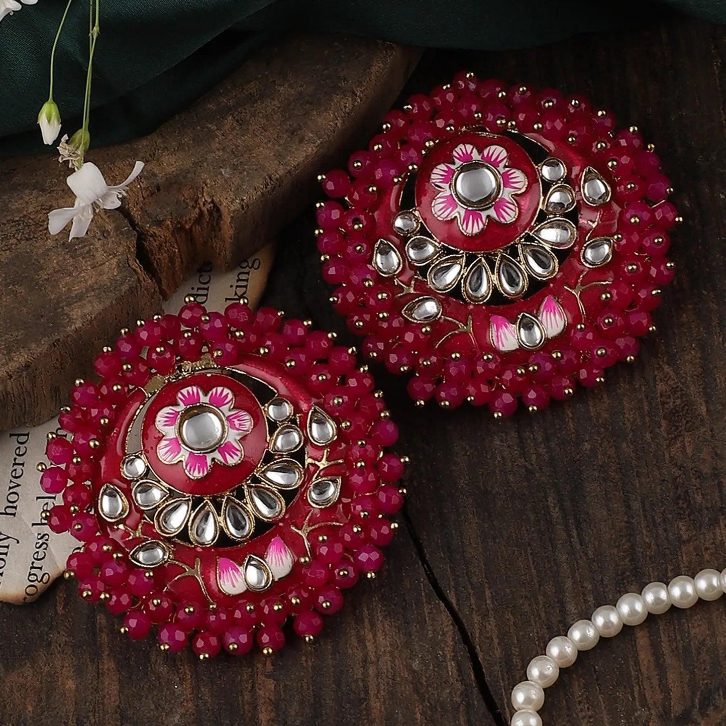 Dark Pink Ashu Meena Stud