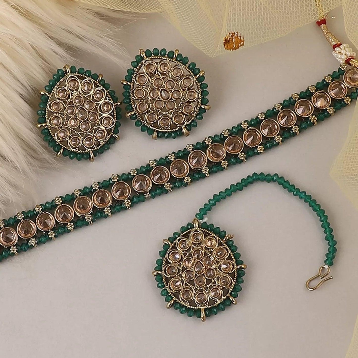 Dark Green Saanjh Choker Set