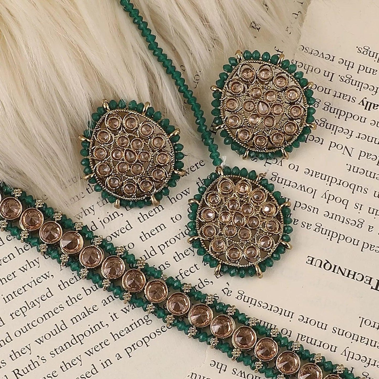 Dark Green Saanjh Choker Set