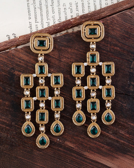 Green Anshita Gold Designer Earring