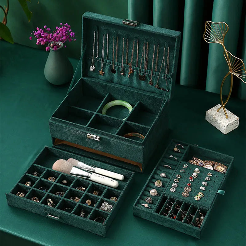 Must Have 3-Layer Jewelry Organizer Box Earrings Rings Vanity Box
