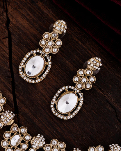 Gold Baani Indo Western Necklace With Earrings