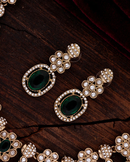 Emerald Baani Indo Western Necklace With Earrings