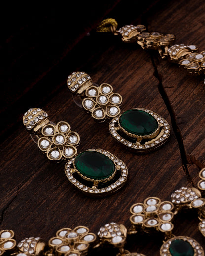 Emerald Baani Indo Western Necklace With Earrings