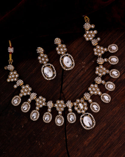 Gold Baani Indo Western Necklace With Earrings