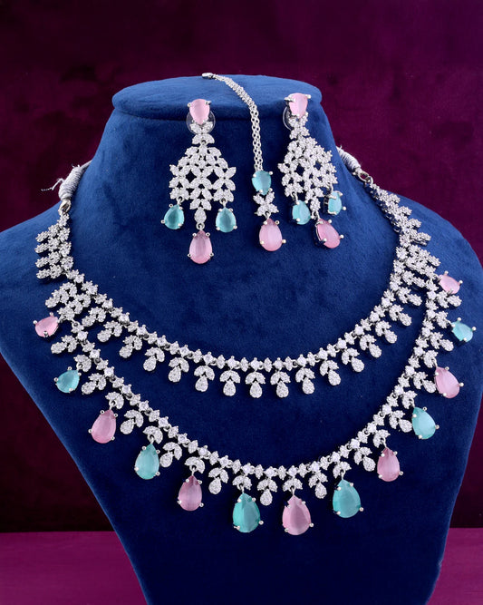 Pastel Tara Sutaria Inspired American Diamond Necklace